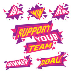 Sports triangle sticker with text Support Your Team