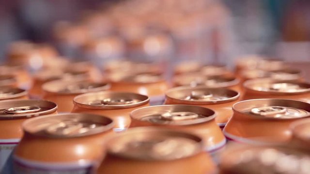 Soda cans production line on Pop and Soda, carbonated drink, factory. 1080p.