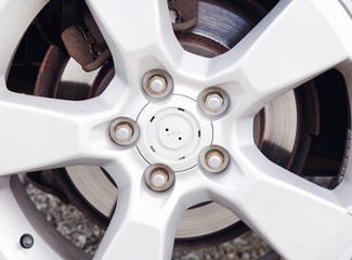 Car wheel with rims detail.