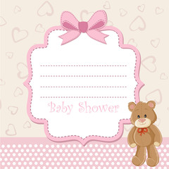 Baby shower invitation with teddy bear
