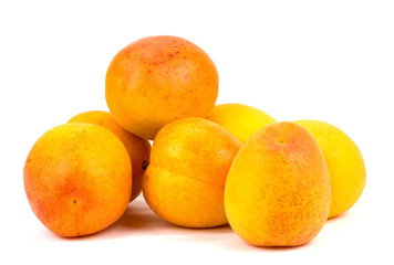 Apricots on a white background