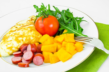Healthy and Diet Food: Scrambled Eggs with Vegetables