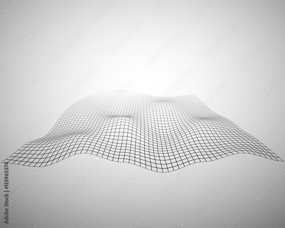 Poster abstract vector landscape background. cyberspace grid. 3d technology vector illustration. geometric 