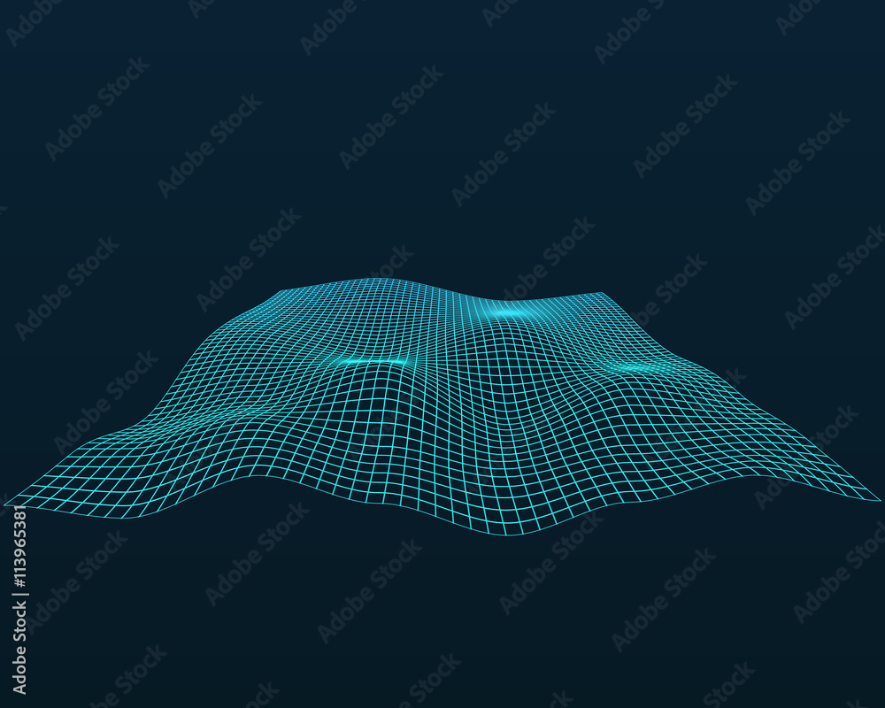 Aufkleber abstract vector landscape background. cyberspace grid. 3d technology vector illustration. geometric 