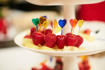 Strawberry on a white plate