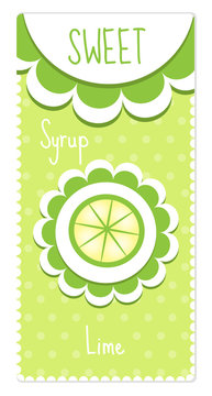 Sweet fruit labels for drinks, syrup, jam. Lime label. Vector illustration