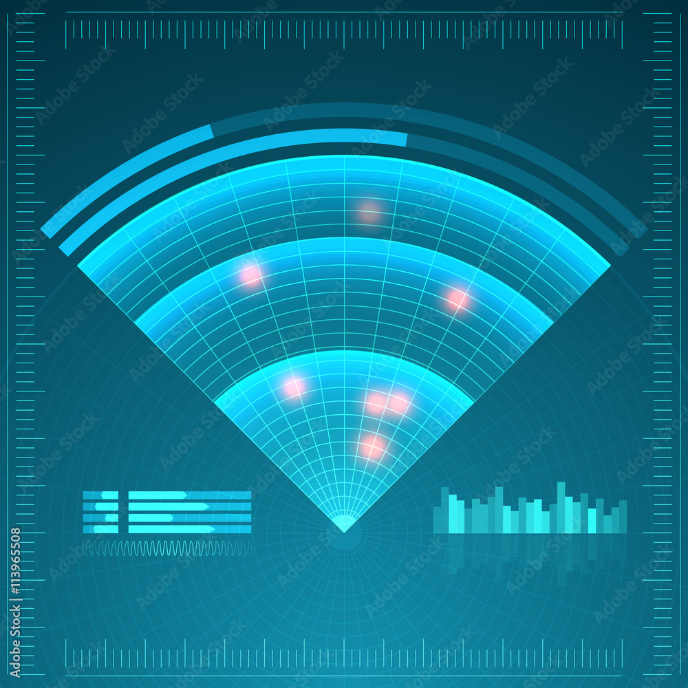 Poster blue radar screen. vector illustration for your design. technology background. futuristic user inter