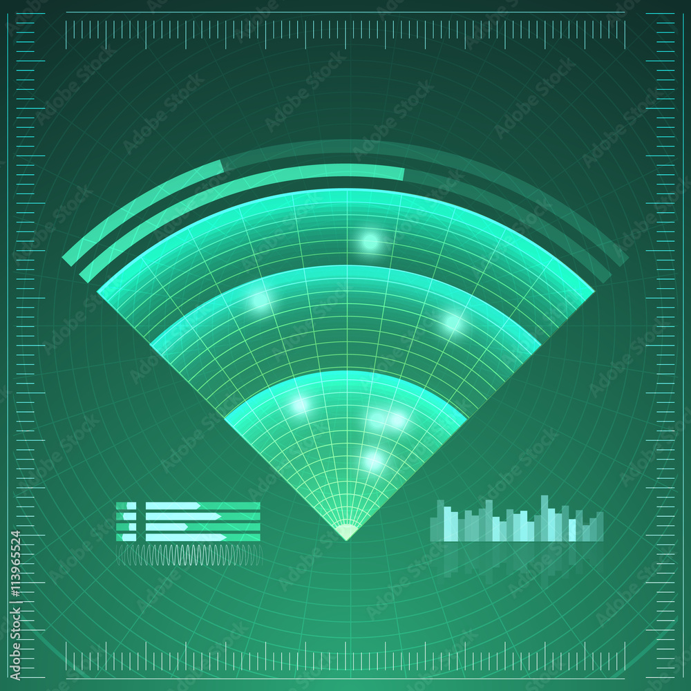 Poster green radar screen. vector illustration for your design. technology background. futuristic user inte