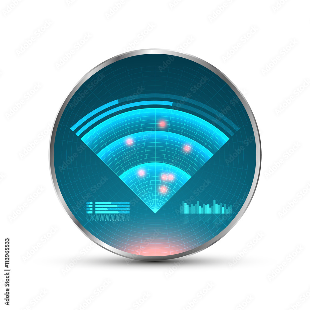 Poster blue radar screen. vector illustration for your design. technology background. futuristic user inter