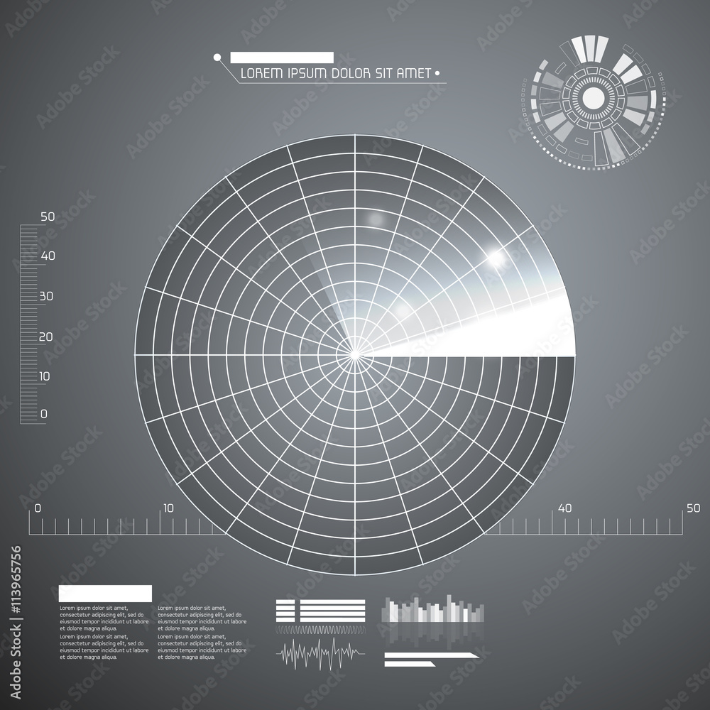 Poster Radar screen. Vector illustration for your design. Technology background. Futuristic user interface. HUD.