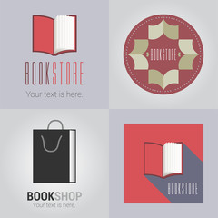 Set of bookstore or library vector logo