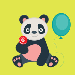 Panda with lollipop and candy ball bear