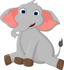 Cute elephant cartoon sitting 