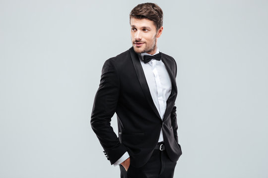 Attractive young man in tuxedo and bowtie