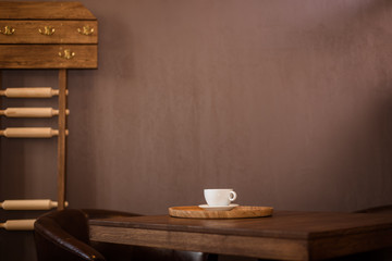 cup on wooden background