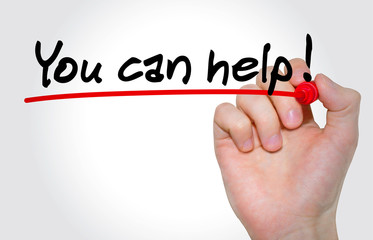 Hand writing You can Help! with marker, Business concept