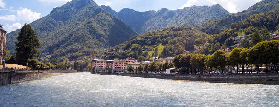 San Pellegrino Terme panorama. Color image