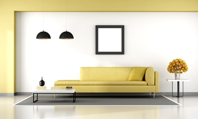 Yellow and white living room