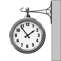 Train station clock isolated on white background