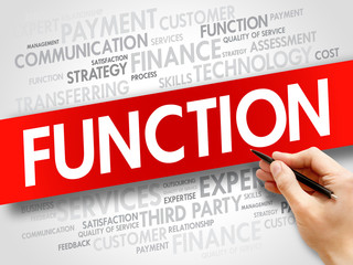 Function word cloud, business concept