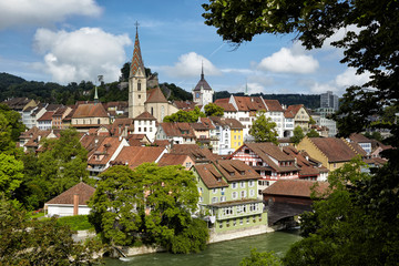 Blick auf Altstadt von Baden an der Limmat, Schweiz