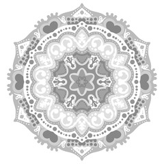 Vector nature decor for your design with abstract ornament. Vector round mandala in childish style. Ornamental doodle background.