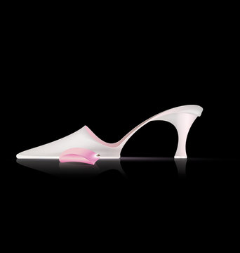 white shoe and pink petal