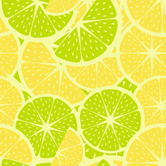 Yellow lemons and green limes pattern, vintage colors and style