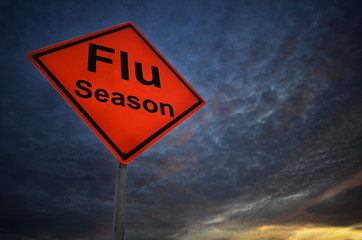 Flu season warning road sign