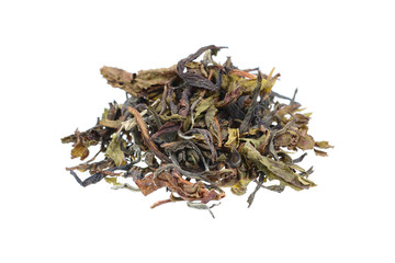 dry tea leaves isolated on white