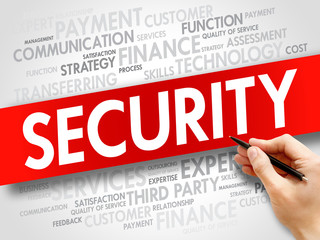 Security related items words cloud, business concept