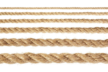 Set of rope with varying degrees of increase. Isolated on white background.
