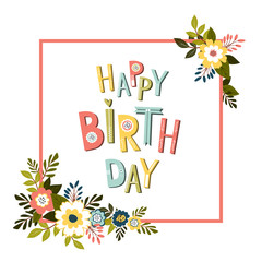 Happy Birthday card template, Vector.