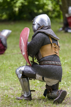 Knight In Armor In A Medieval Reenactment