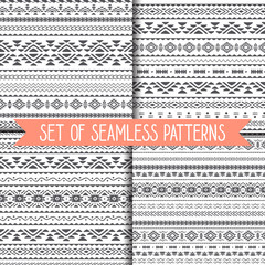 Set of geometric seamless patterns . Vector.
