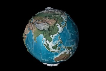 Low Poly Earth in Motion. Nice 3D Rendering
