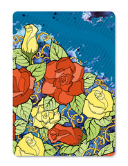 Floral card. Vector template corporate identity. Business artworks with watercolor splash. Background for web, printed media design. Banner, business card, flyer, invitation, greeting card, postcard.