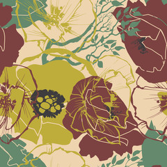 Retro floral seamless pattern