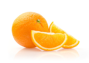 Orange and Slices on White Background