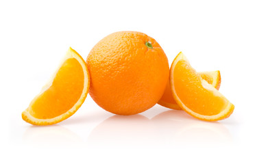 Orange and Slices on White Background