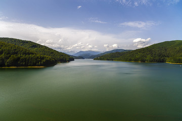 Fototapeta na wymiar Vidraru Dam on Arges River. Arges, Romania. Hydro electric power