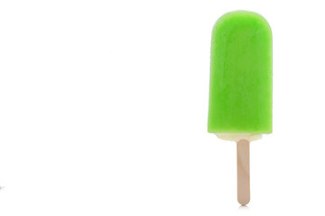 Bite Ice cream lemon on isolated white background
