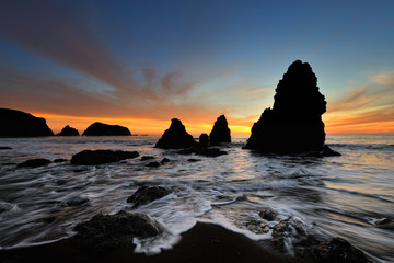 Sunset at Rodeo Beach in the Golden Gate National Recreational Area near Sausalito, California