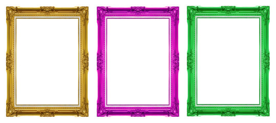 Set golden frame isolated on white background