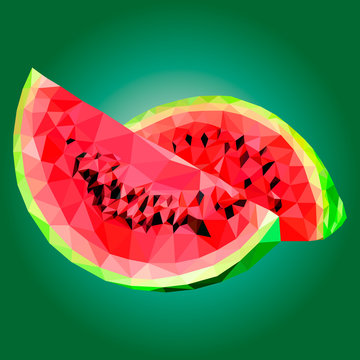 low poly watermelon vector illustration