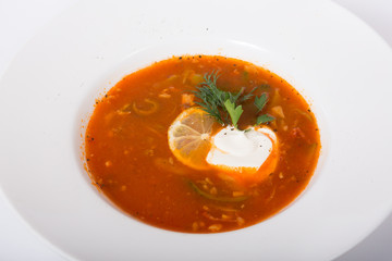 Russian soup with sour cream