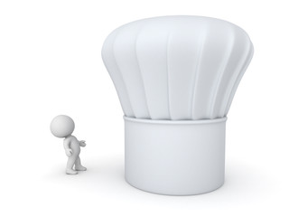 3D Character Looking Up at Large Chef Hat