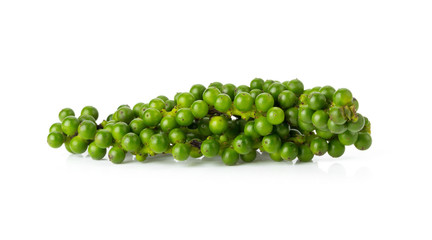 green color black pepper on white background