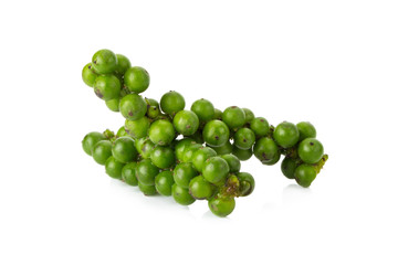 green color black pepper on white background