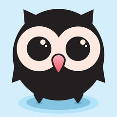 Round funny owl, cute owl, minimalistic picture, illustration for children, vector art